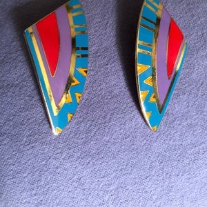 Laurel Burch clip earrings in dazzling colors